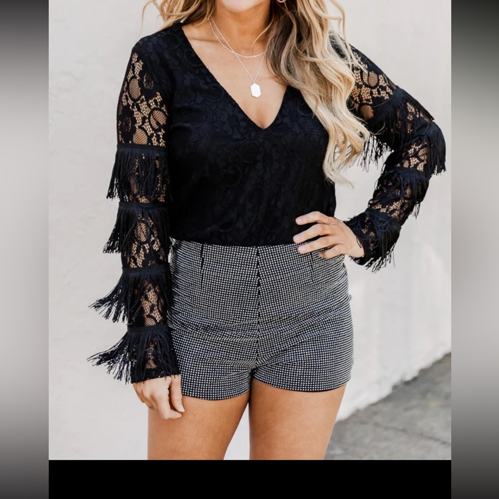 Black Fringe bodysuit
